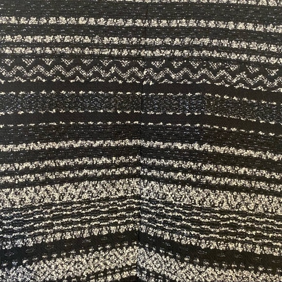 Talbots Metallic Striped Open Front Longline Tweed Sweater Cardigan Black Sz L - Picture 5 of 7